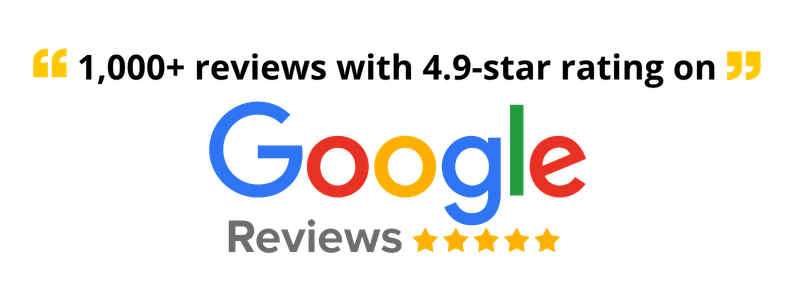 1,000+ reviews with a 4.9-star rating on Google Reviews